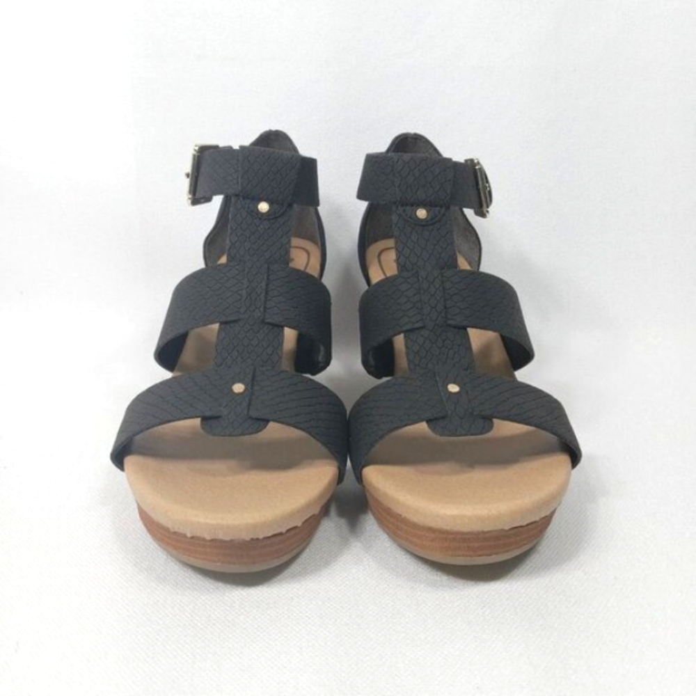 Dr.Scholls Women's Barton Wedge Black Sandals Size 8.5 - Picture 6 of 14